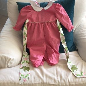 No monogram! Rebecca romper Hampton’s hot pink